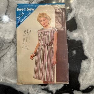 See and Sew Vintage Cut Misses Dress Size 8/10/12/14/16 Pattern No 5145